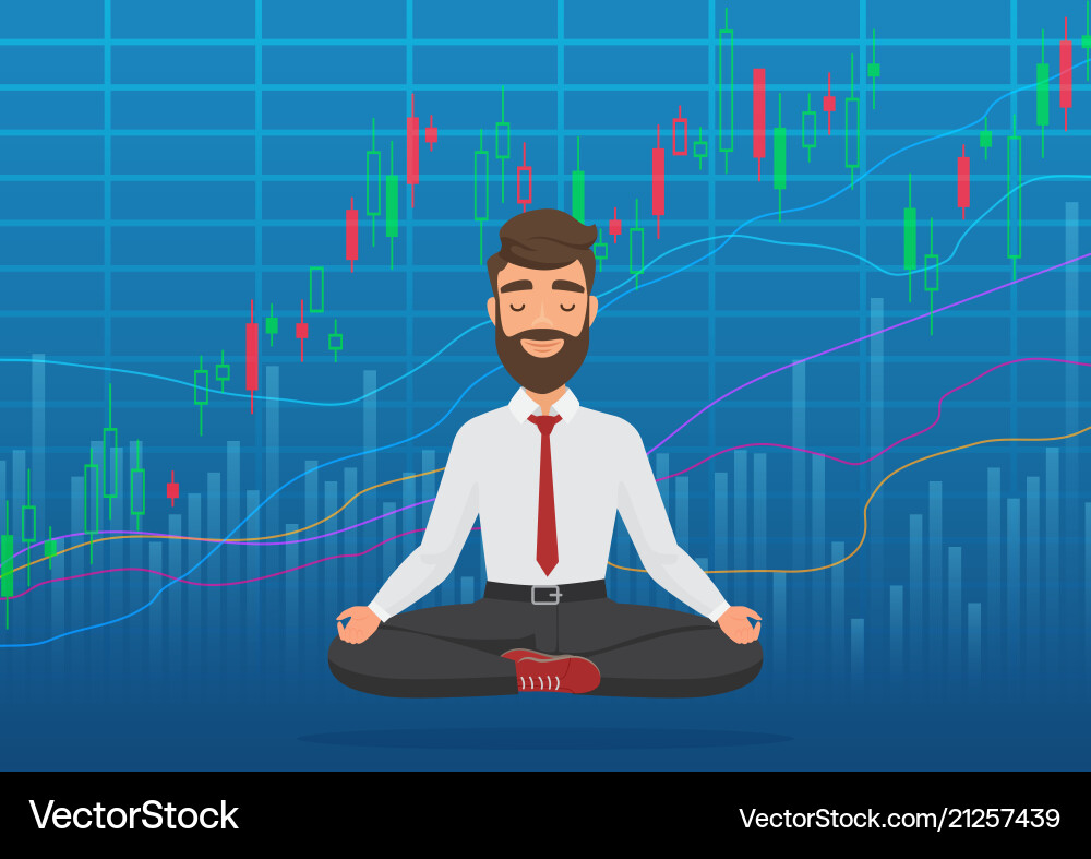 Trader Meditating with Crypto Chart vector image