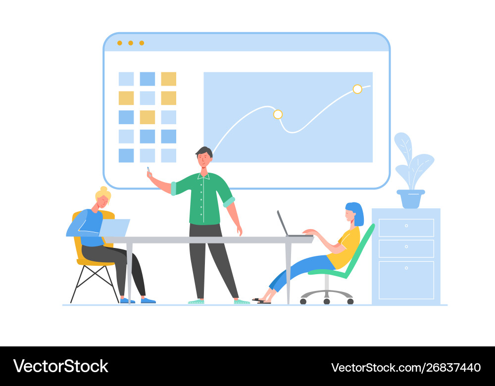 Data analysis concept with characters business Data analysis concept with characters business vector image