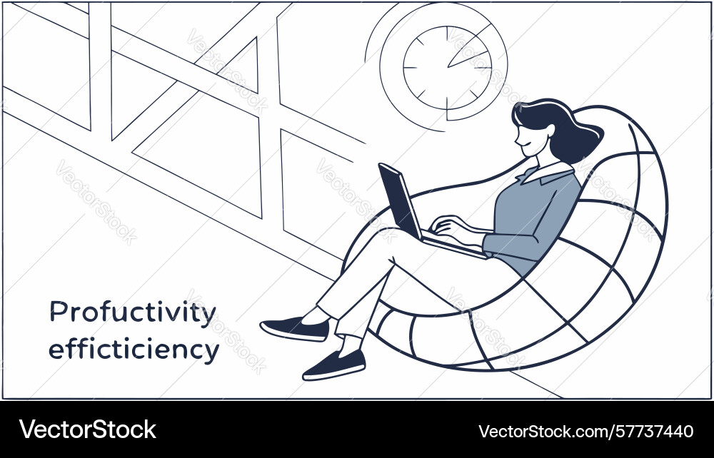 Efficient productivity remote work scene design Vector Image