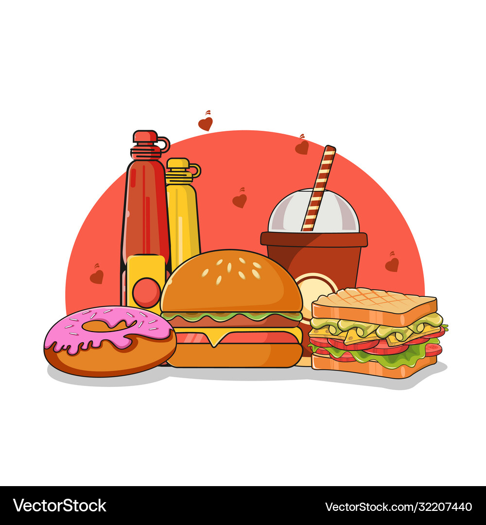 Fast food flat design – Royalty-Free Vector | VectorStock, image size:1000x1080