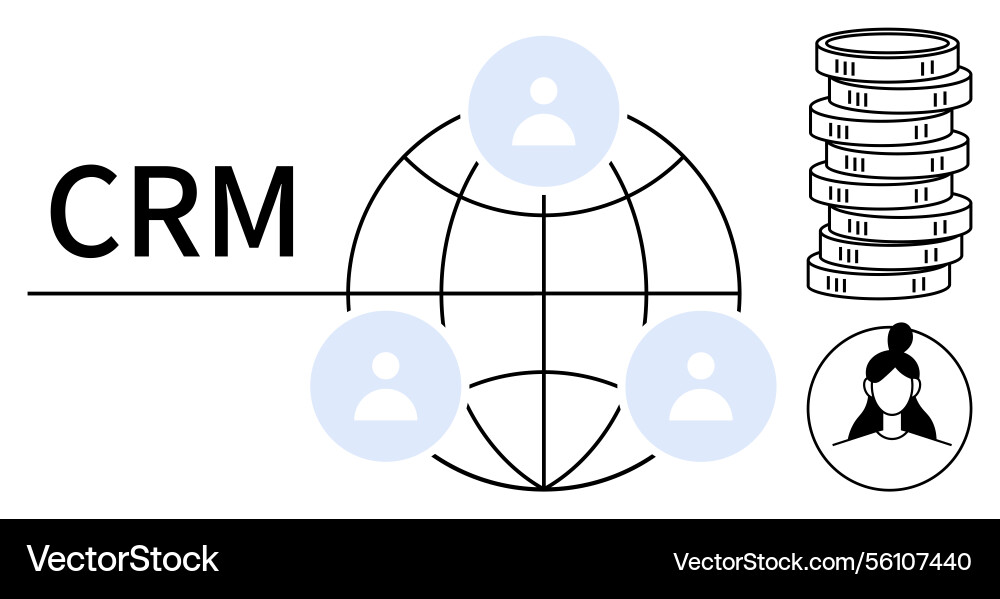 Global crm network with user profiles Global crm network with user profiles vector image