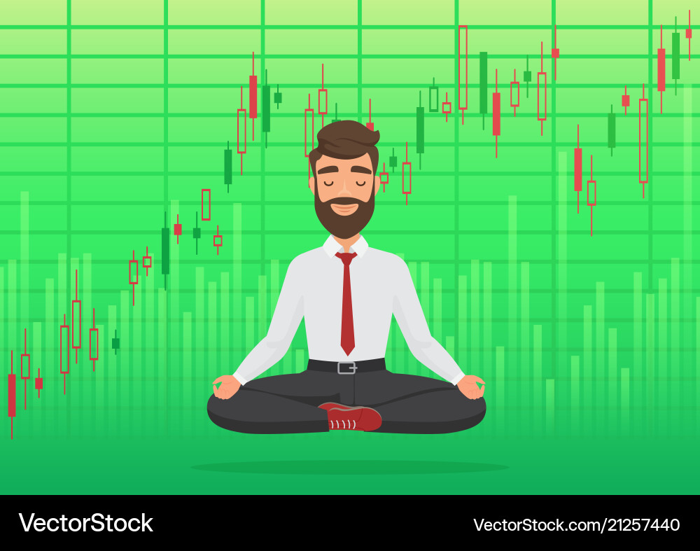 Meditating Trader with Crypto Chart vector image
