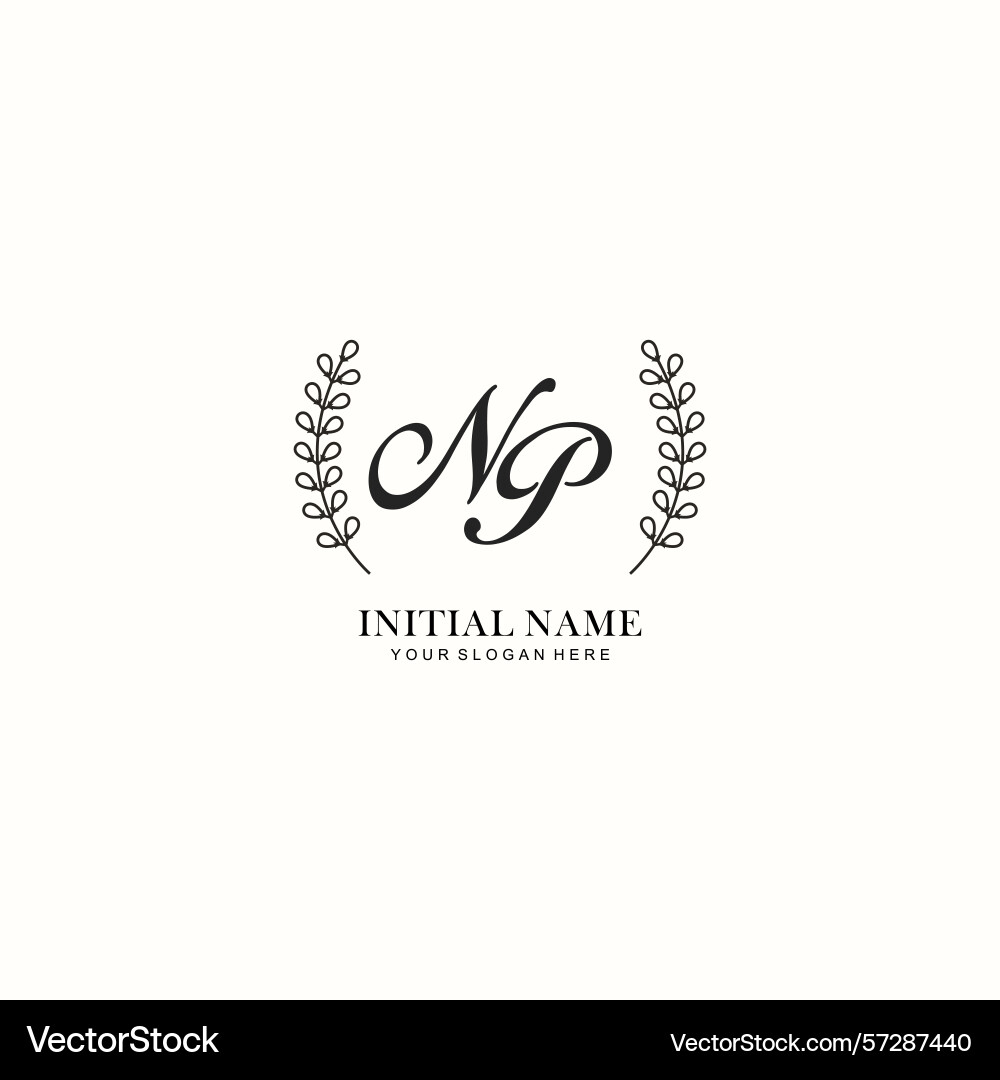 Np initial logo templates with botanical elements Vector Image