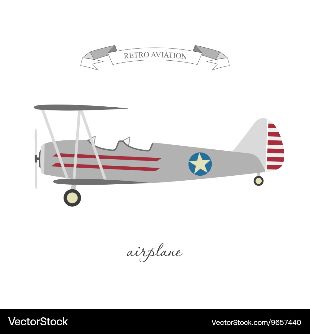 Retro pattern airplane in a flat style vector image