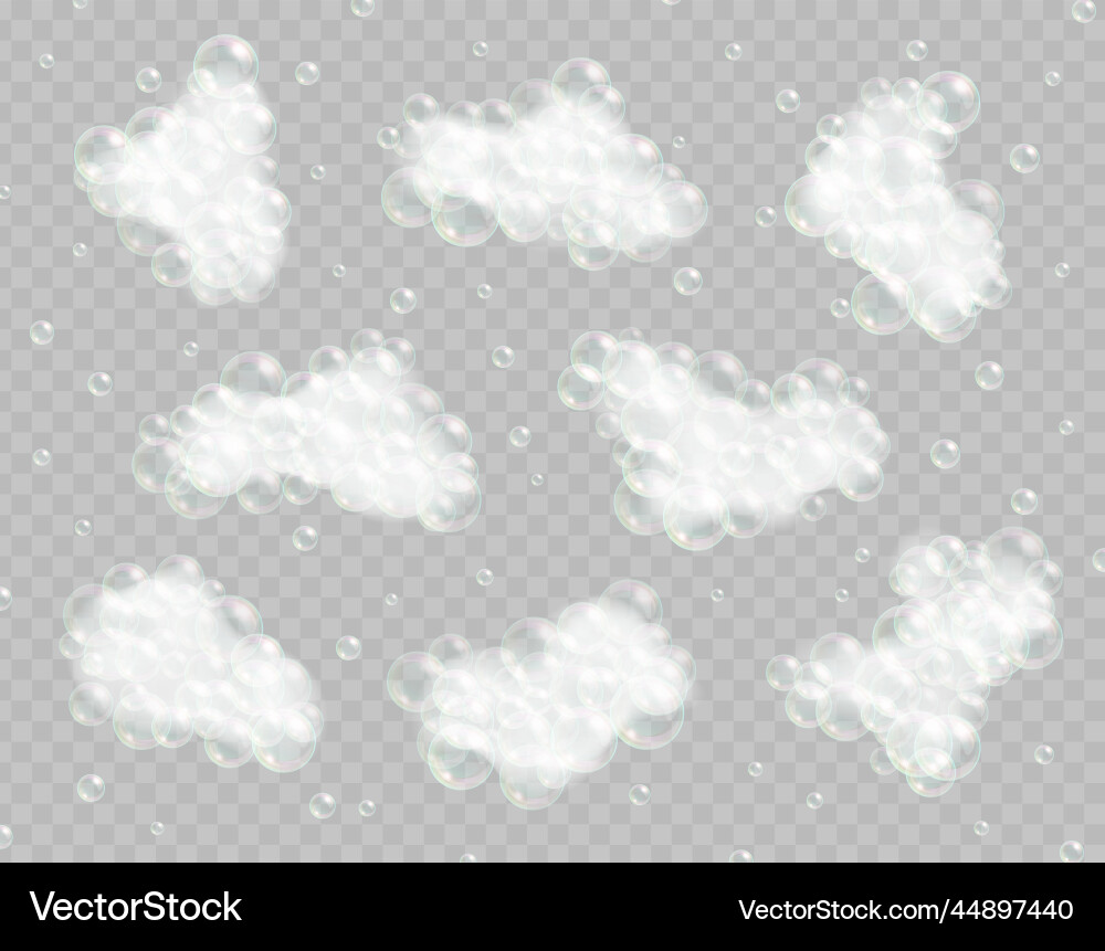 Soap foam with bubbles isolated on transparent Soap foam with bubbles isolated on transparent vector image