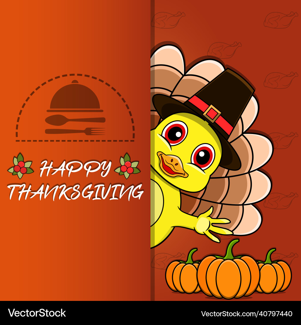 Thanksgiving card with duck character design Thanksgiving card with duck character design vector image