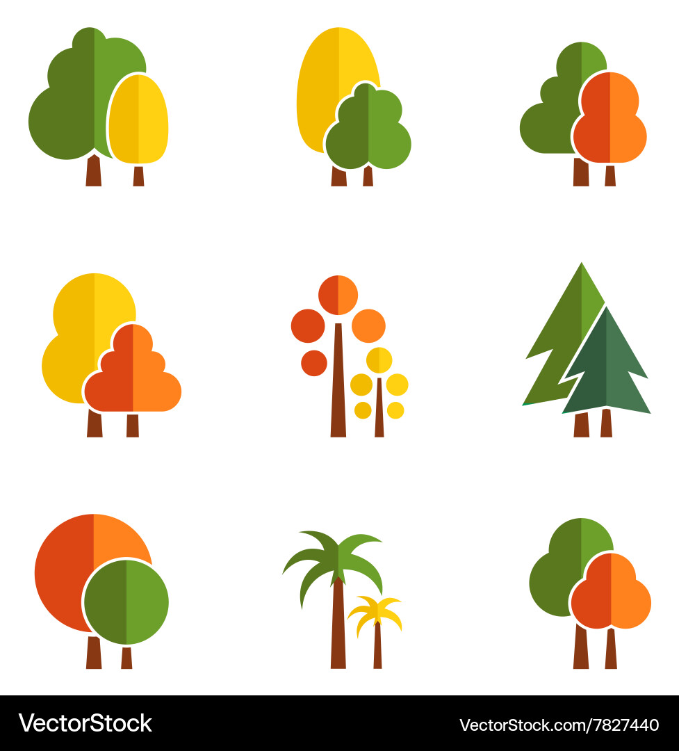 Tree set on flat design style Vector Image