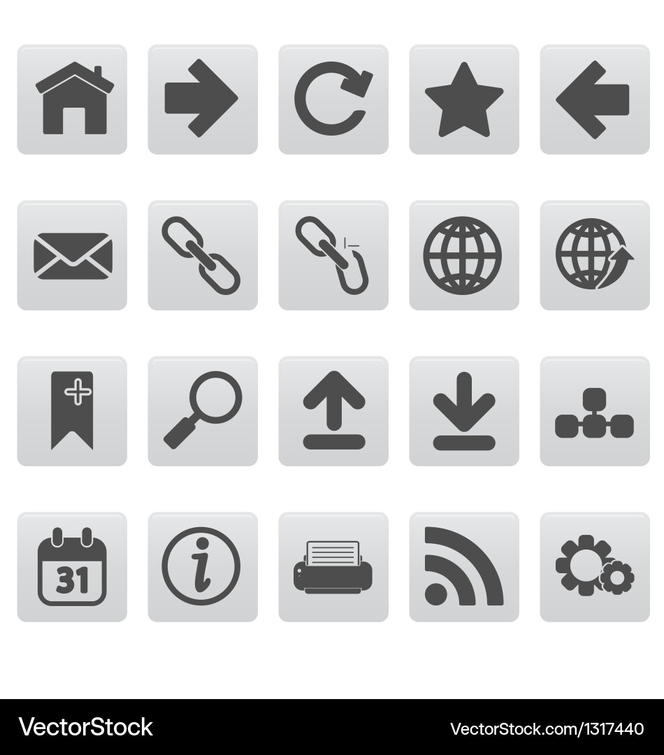 Web icons on gray squares Vector Image