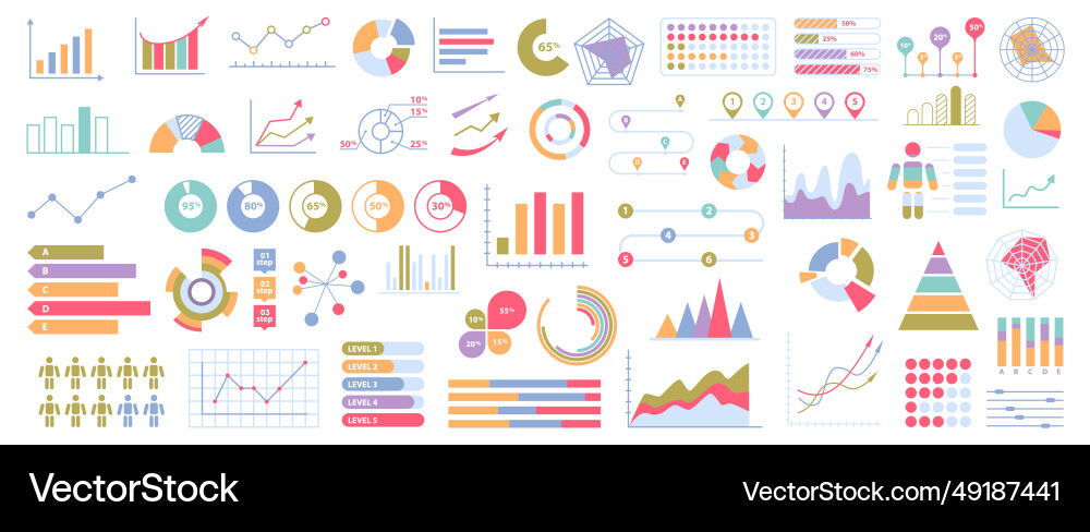 Chart and graphs sales increase reduce Vector Image