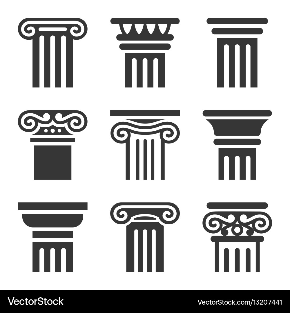 Classical Column Icon Set vector image