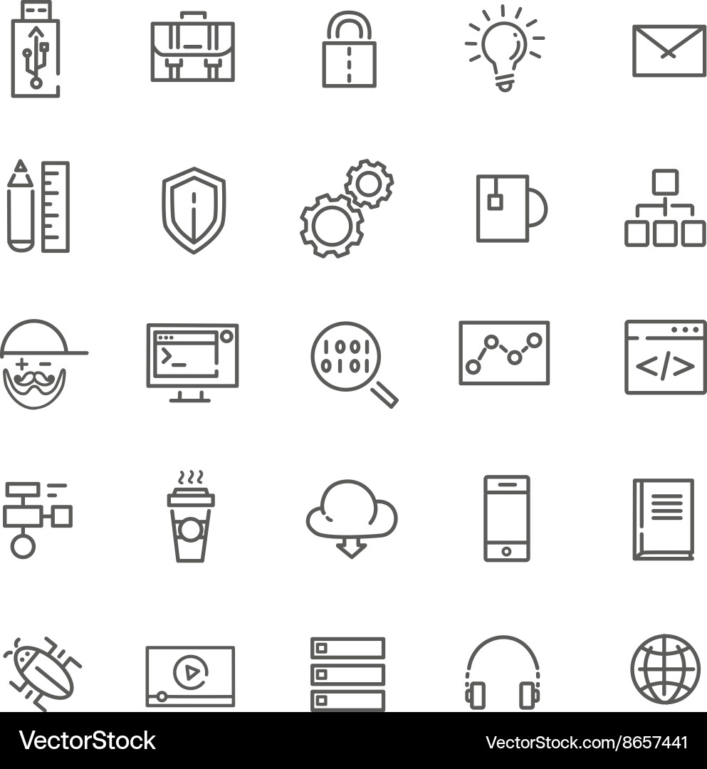 Code Icon Set - Programming vector image