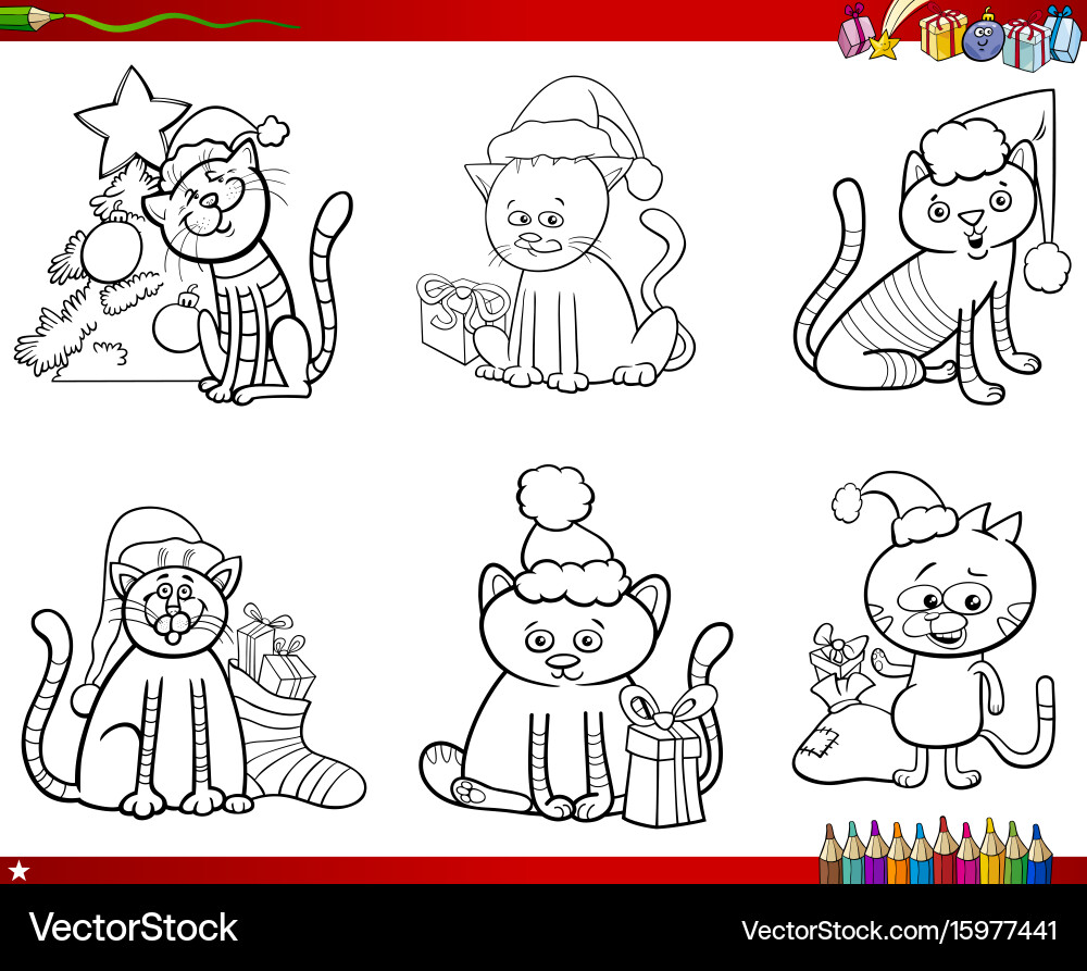 Cute Cats on Christmas Vector Image