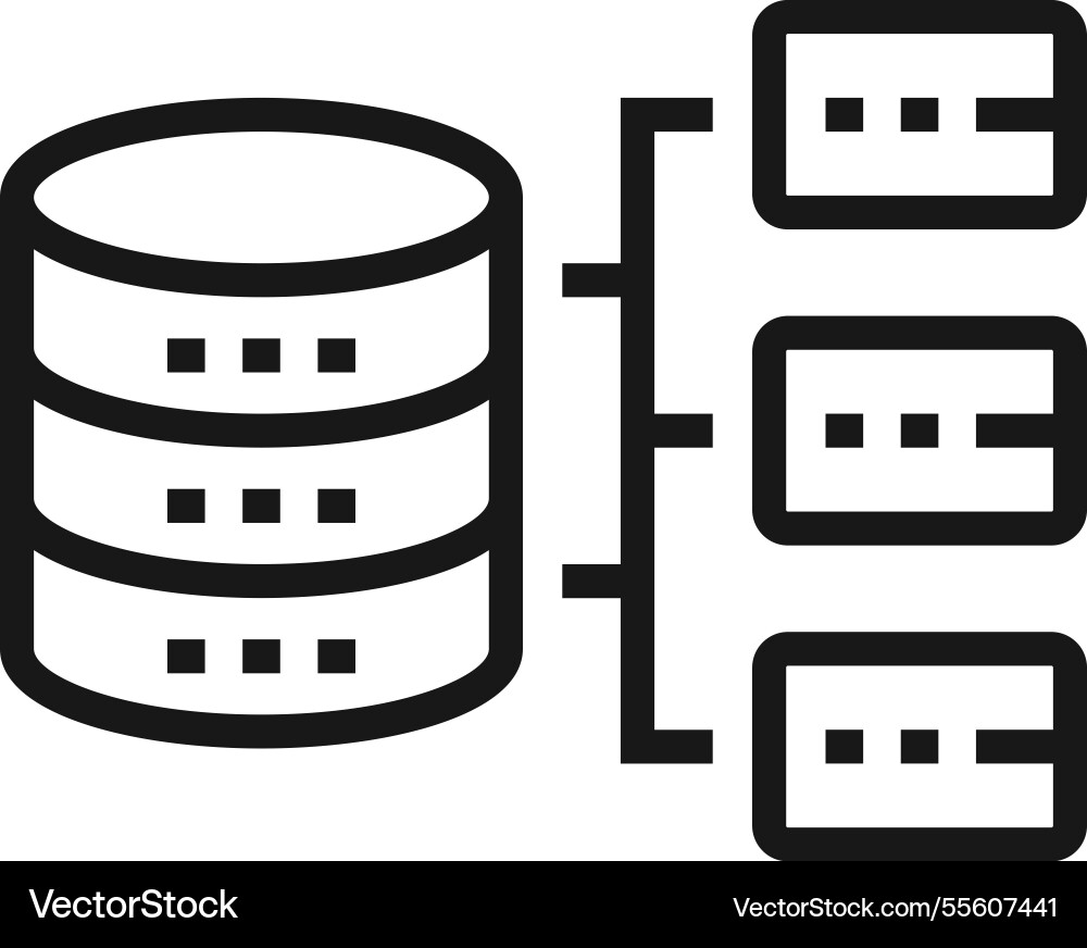 Database architecture flat line web icon concept Database architecture flat line web icon concept vector image