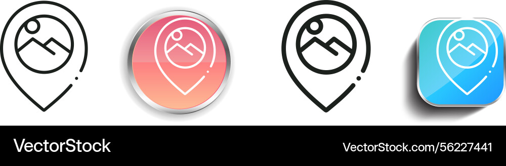 Location pin icon thin linear regular and button Vector Image