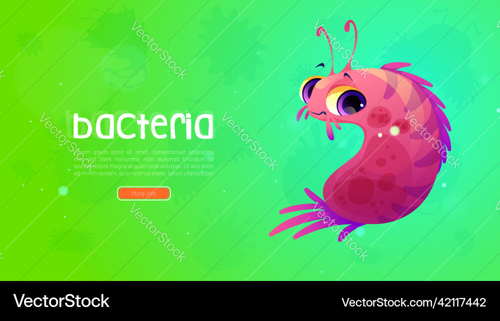 Bacteria banner with funny microbe character vector image