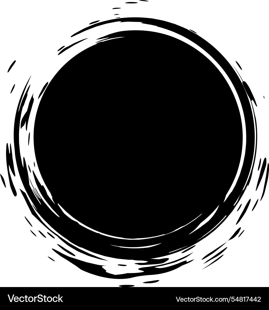 Black painted circle featuring a grunge texture Black painted circle featuring a grunge texture vector image