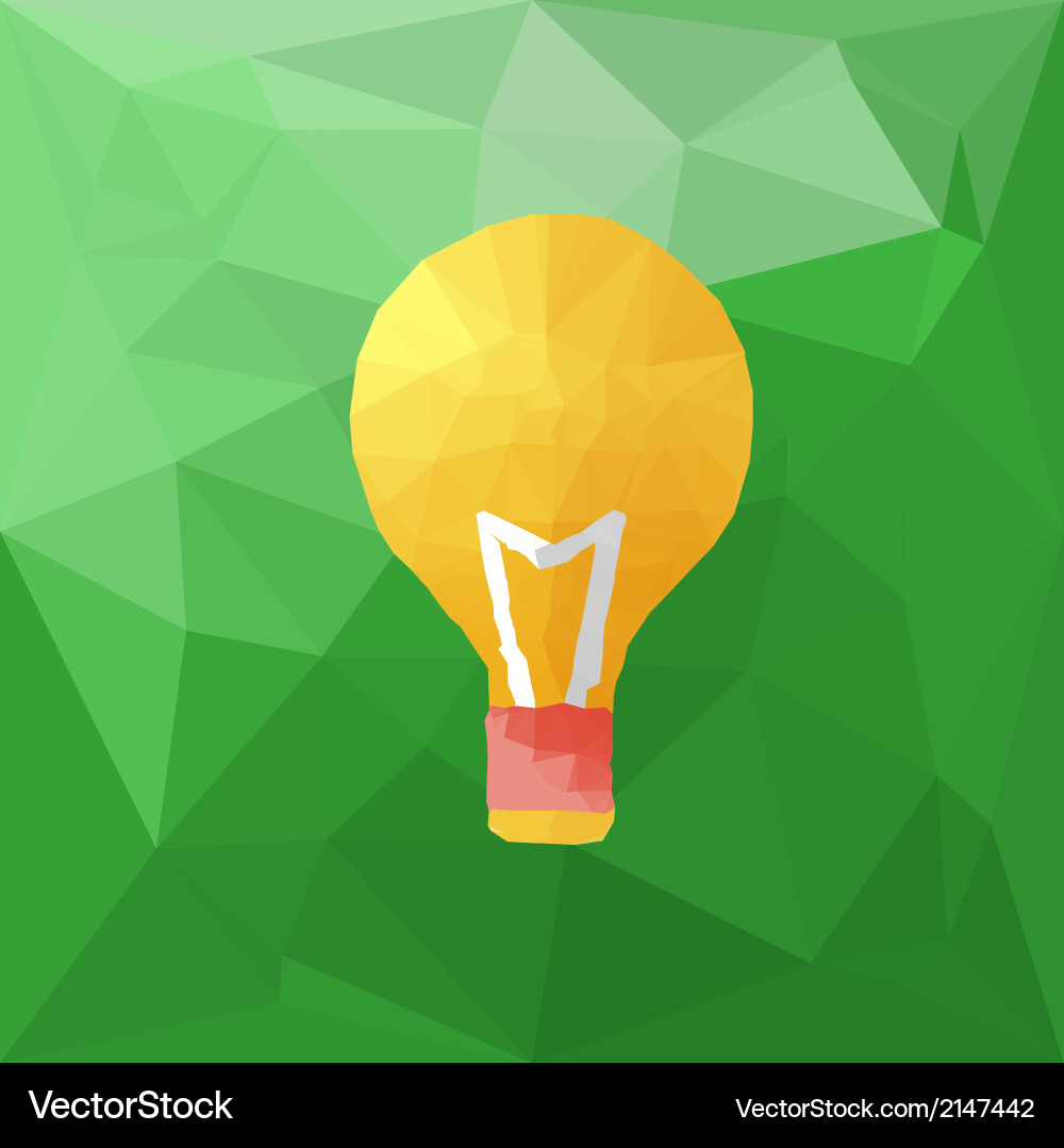 Bulb polygon infographic element with flat color vector image