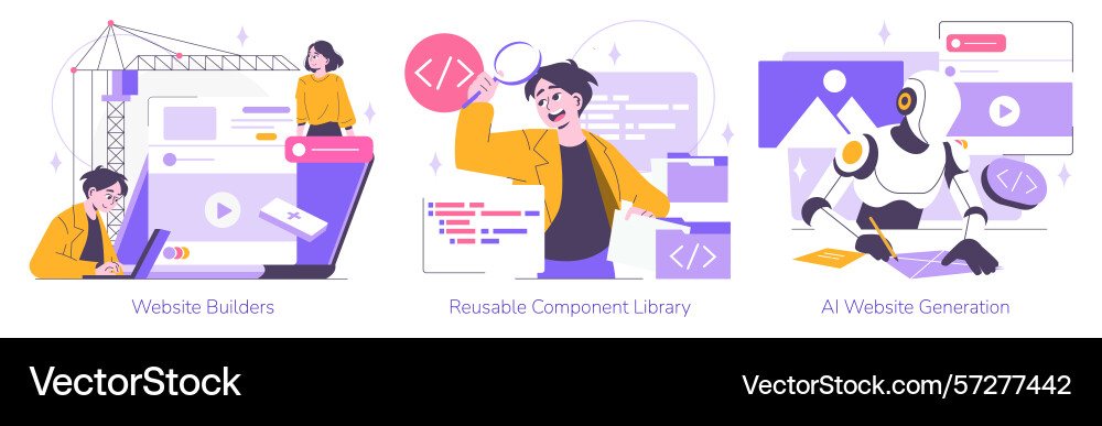 Creative website development and ai design process Creative website development and ai design process vector image