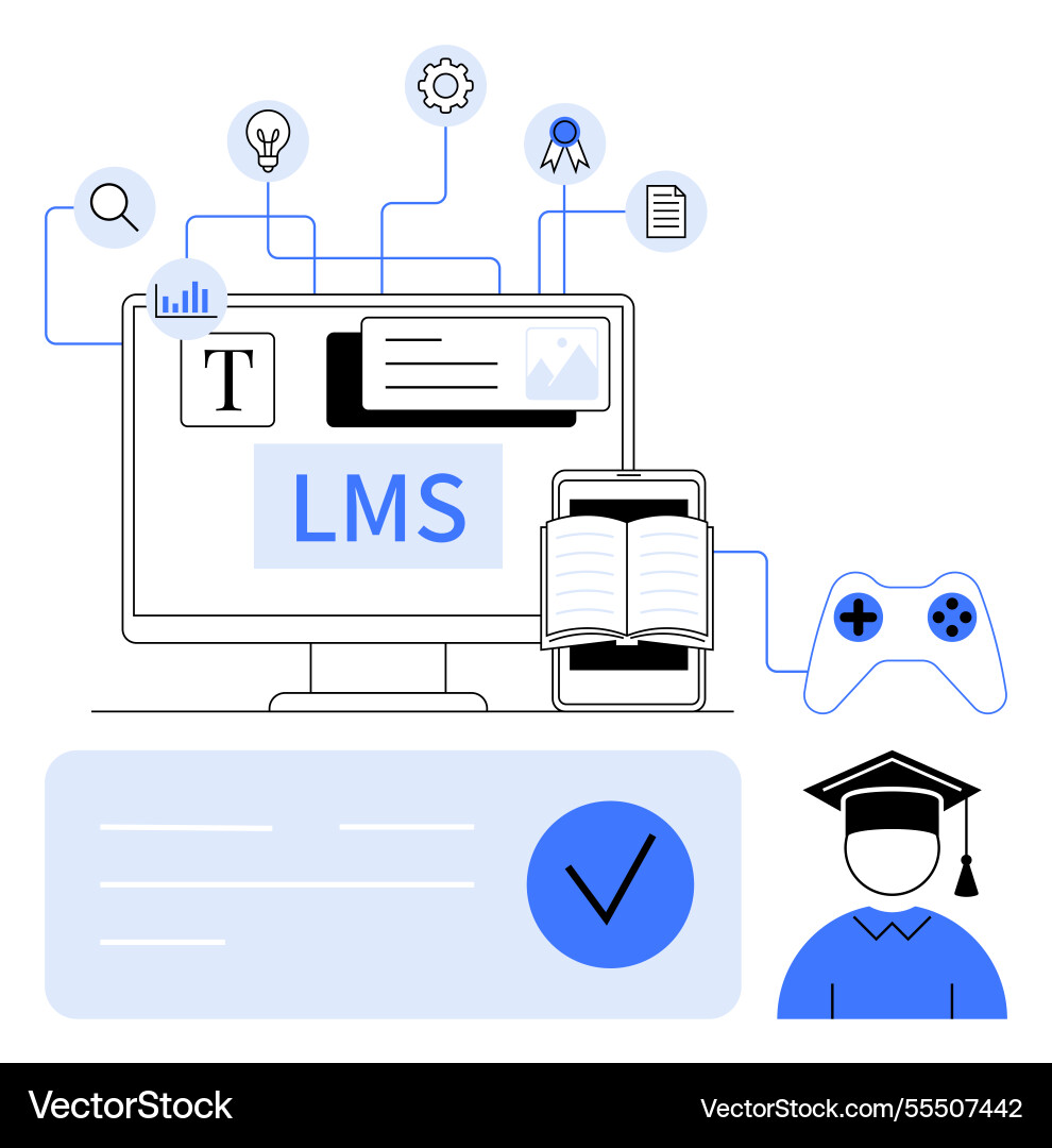 E-learning management system interface E-learning management system interface vector image