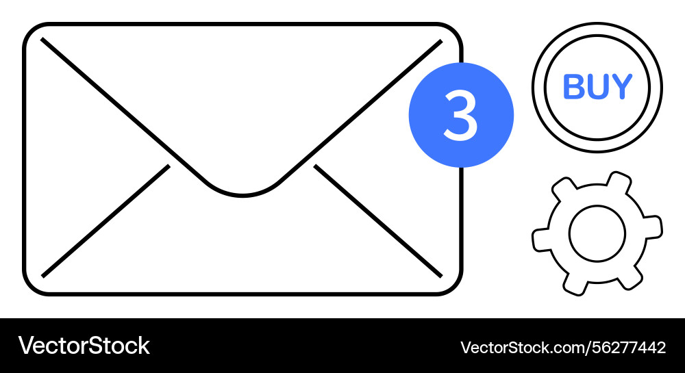 Email with notification icon shopping button vector image