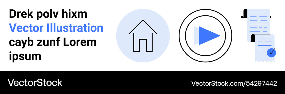 Home play button and document icons for various Vector Image