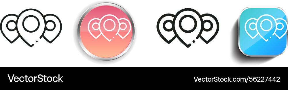 Location pin icon thin linear regular and button vector image