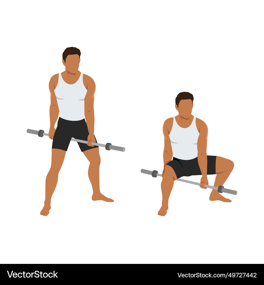 Man doing jefferson squat exercise with bar Man doing jefferson squat exercise with bar Vector Image