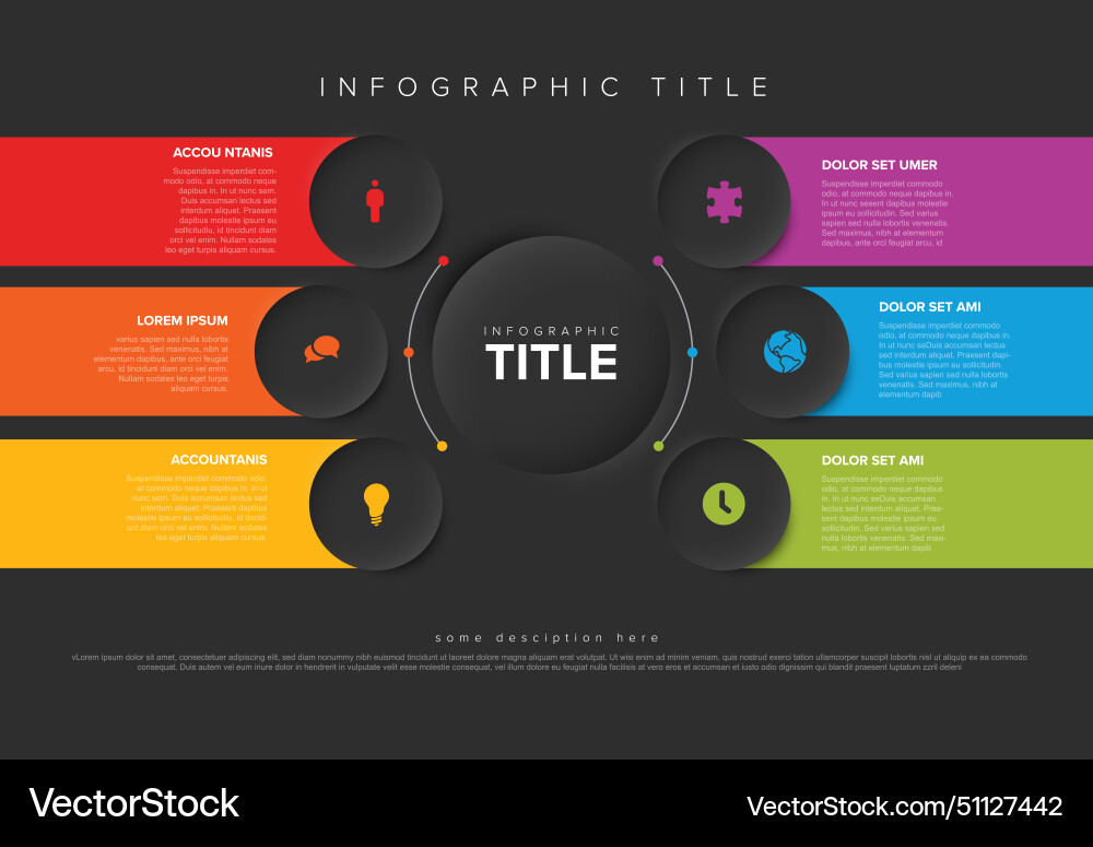 Multipurpose infographic template with six vector image