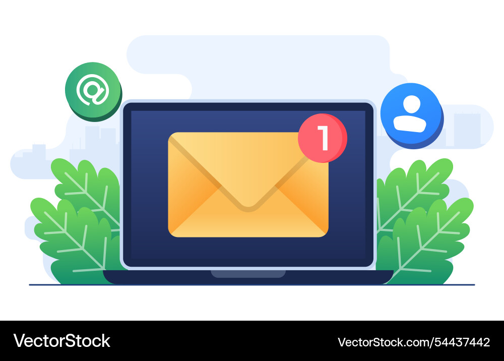 New email notification on laptop computer display Vector Image
