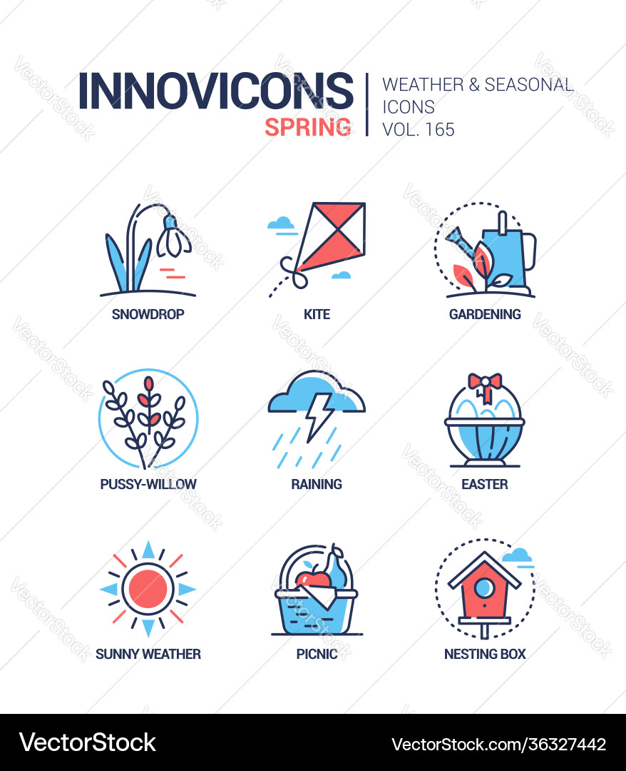 Spring - modern line design style icons set Spring - modern line design style icons set vector image