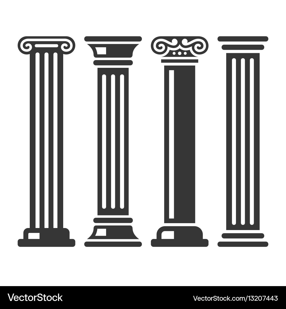 Classical Column Icon Set vector image