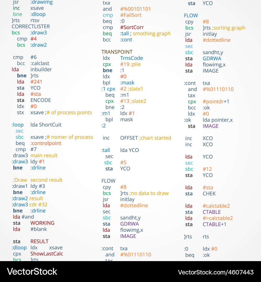 Code Listing on Monitor vector image