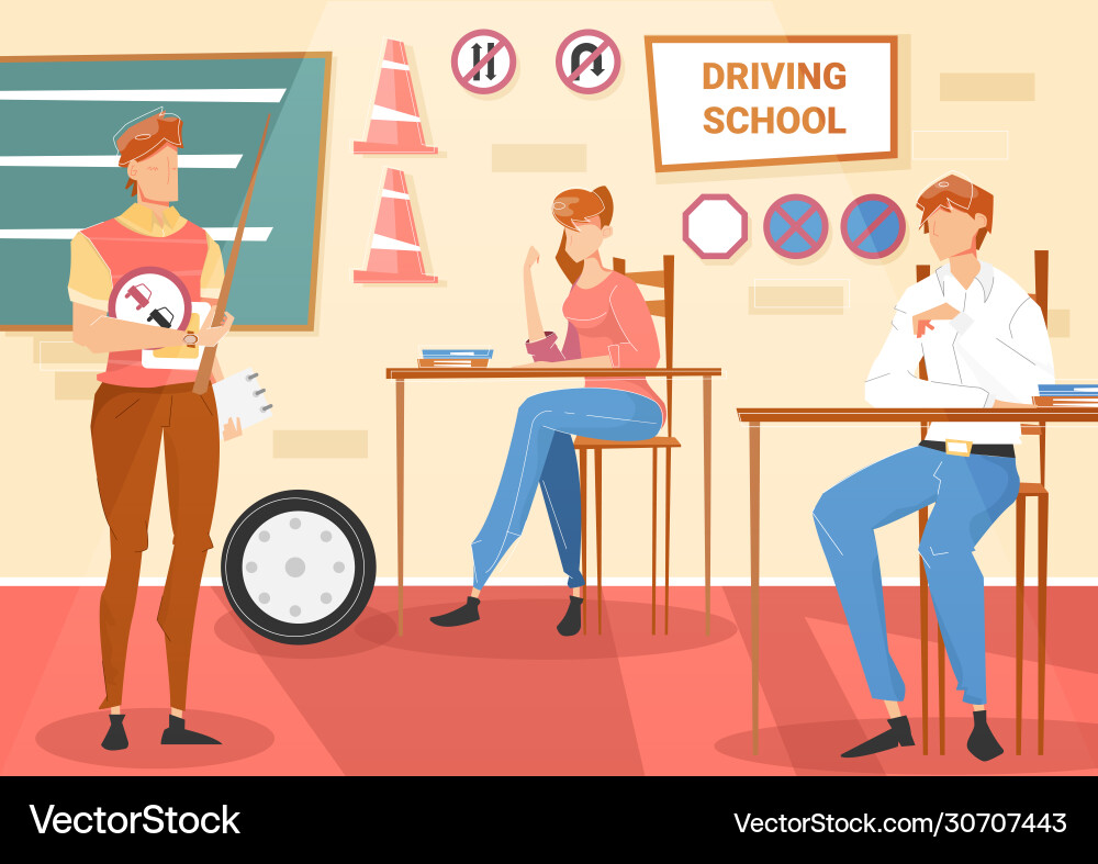 Driving school lesson Royalty Free Vector Image