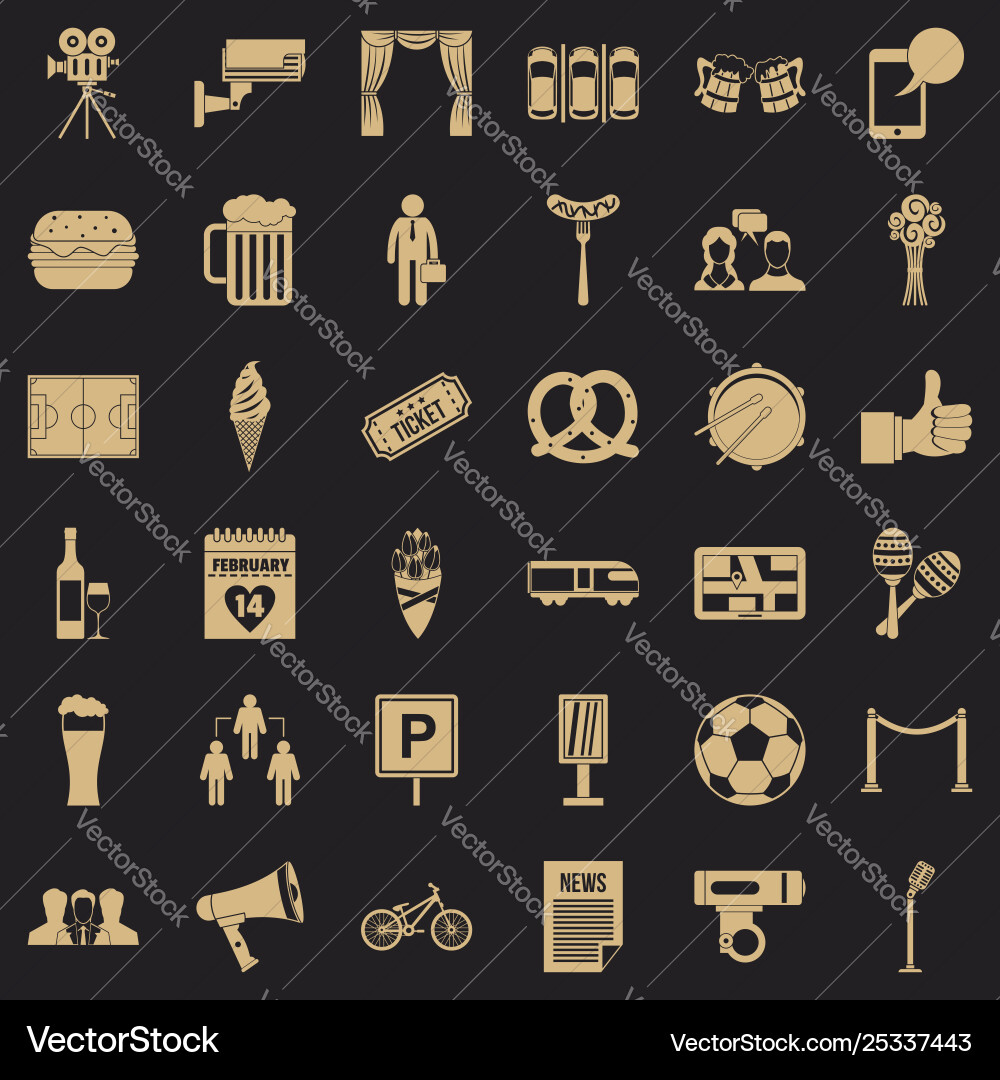 Event icons set simple style Vector Image