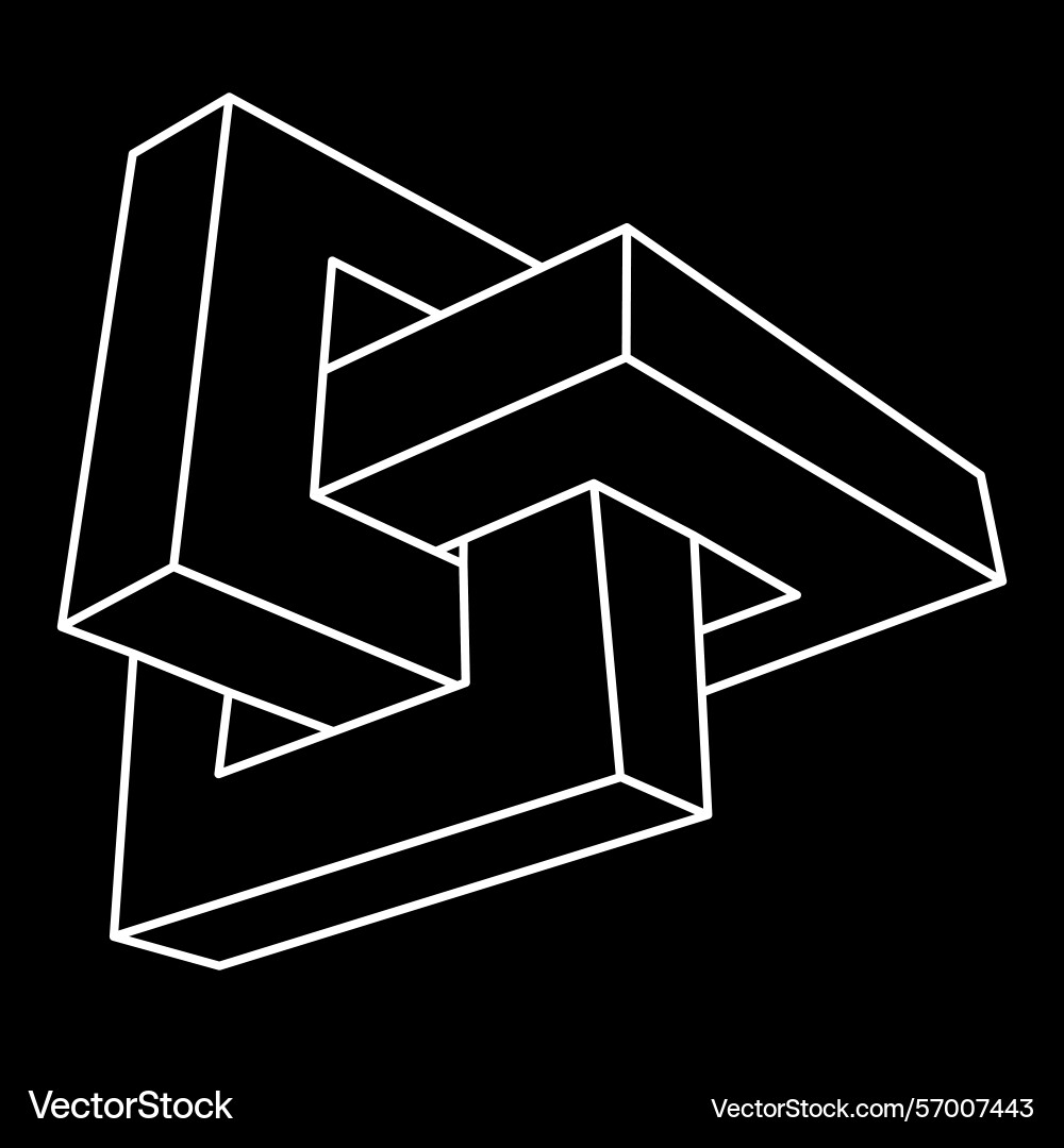 Geometric figures impossible object line design vector image