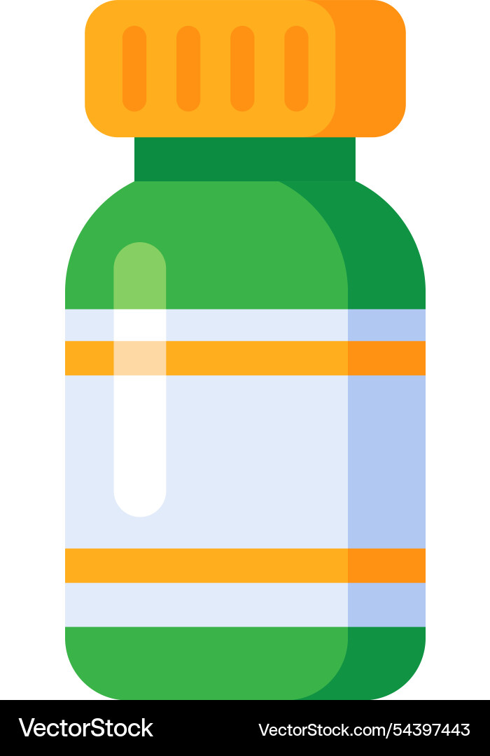 Green medicine bottle with an orange cap Green medicine bottle with an orange cap vector image