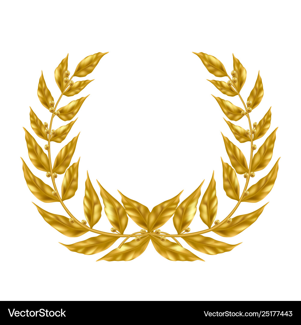 Laurel wreath with golden leaves realistic