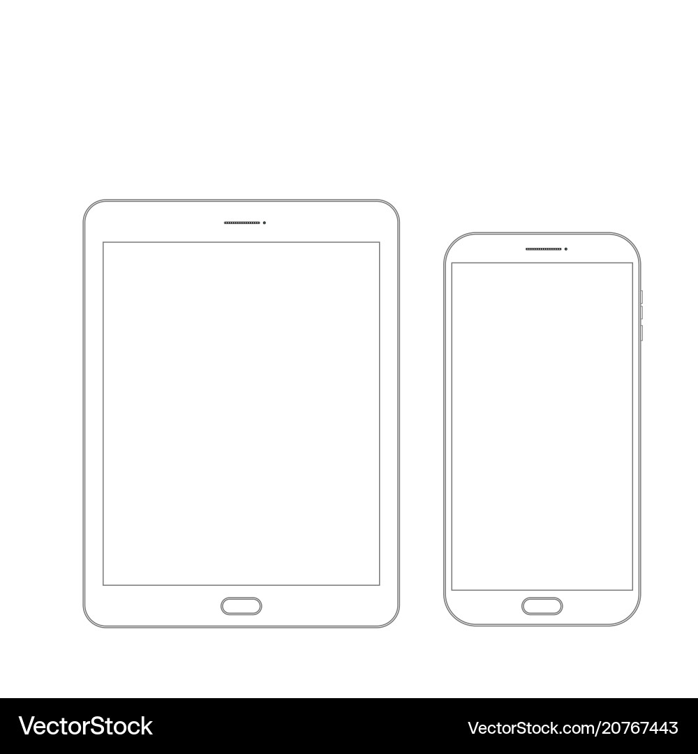 Outline Zeichnung Tablet und Smartphone elegant Outline Zeichnung Tablet und Smartphone elegant vektorbild