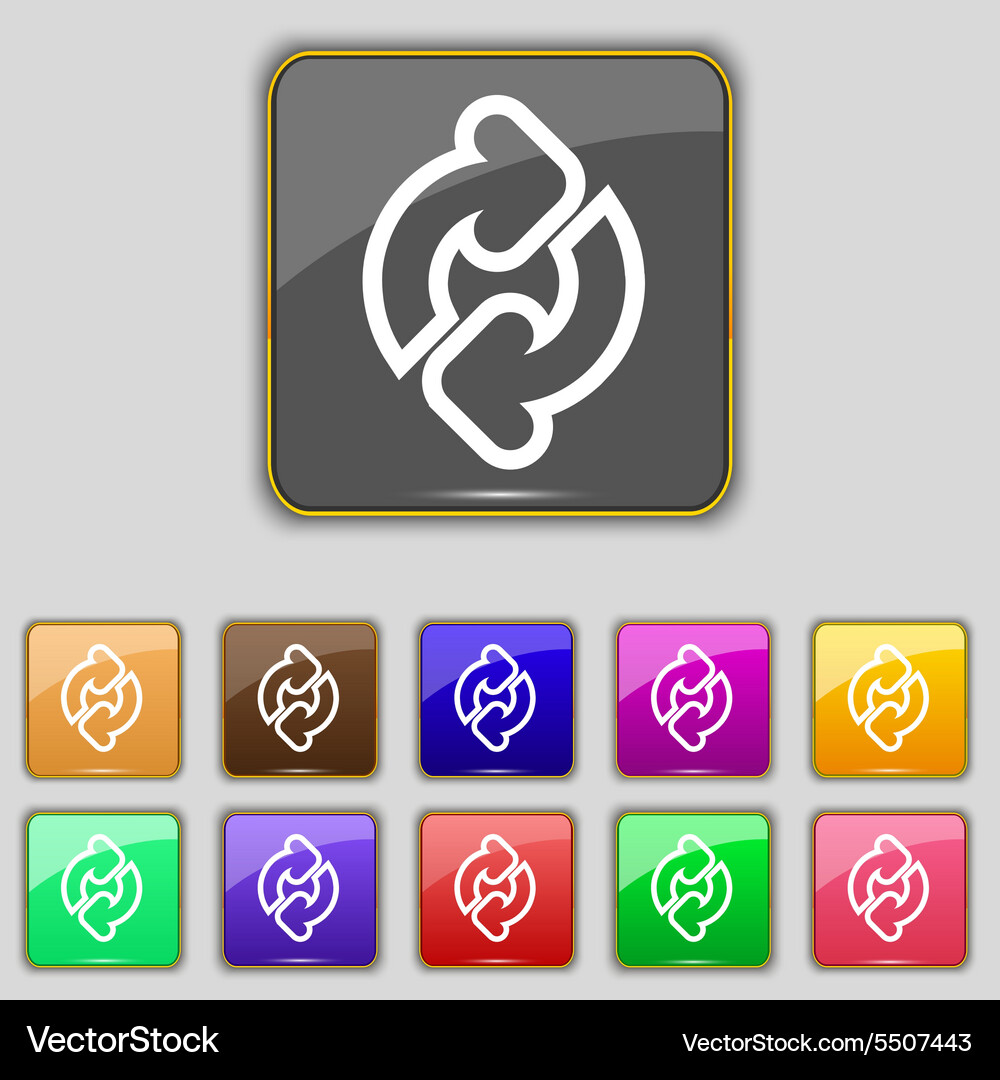 Refresh icon sign set with eleven colored buttons Vector Image