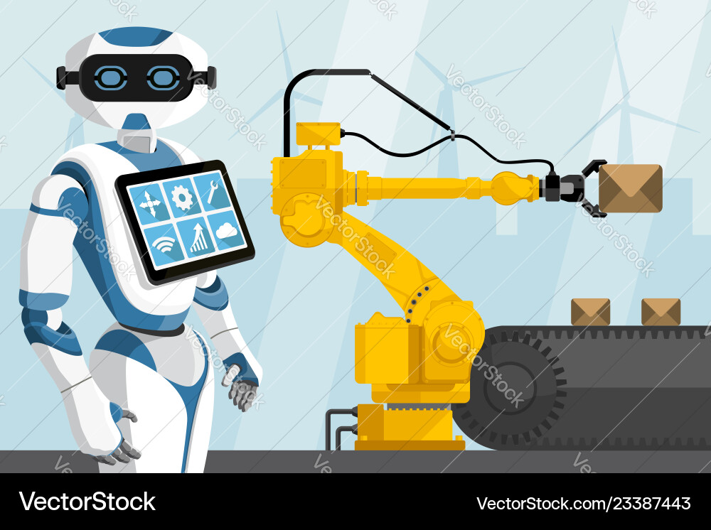 Robot controls the handling vector image