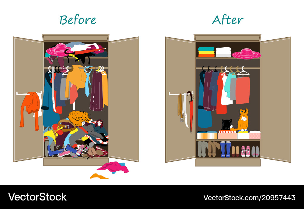Tidy Wardrobe Transformation Vector Image