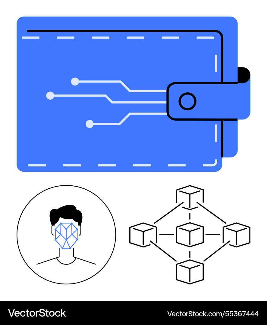 Digital wallet with face id authentication Digital wallet with face id authentication vector image