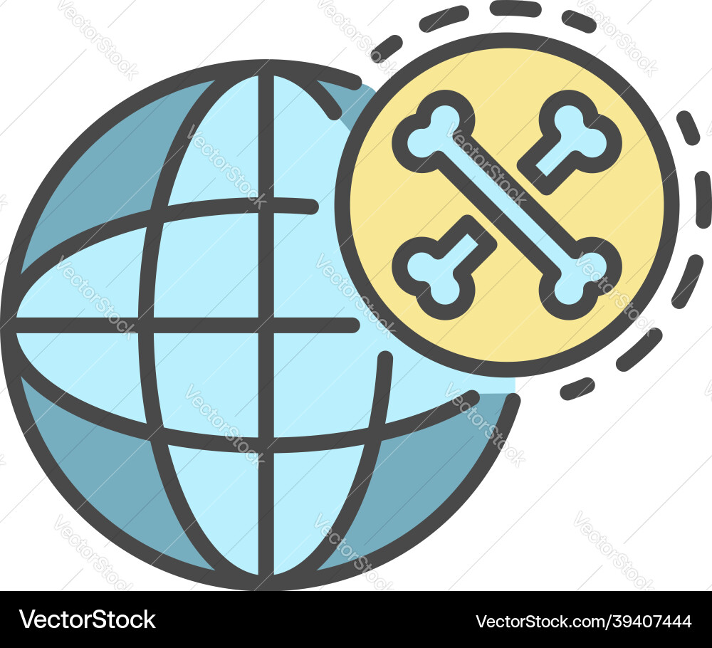 Global bones atack icon color outline Global bones atack icon color outline vector image