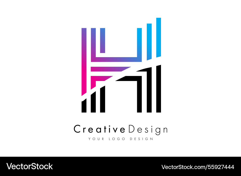 Letter h logo icon made of lines creative Vector Image