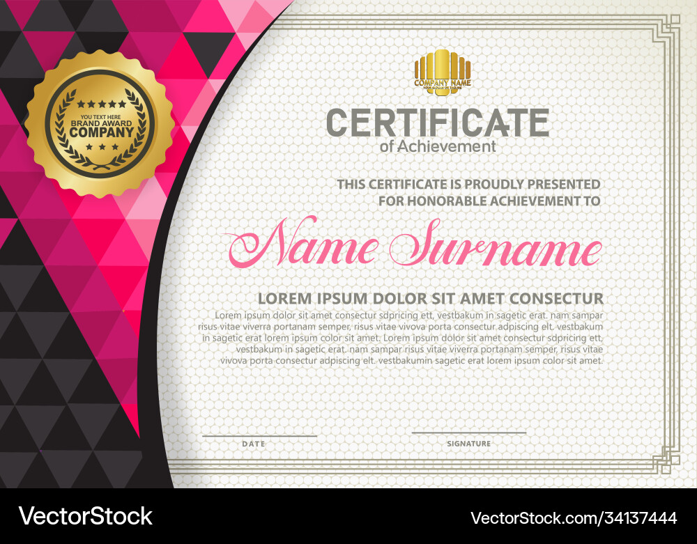 Vertical certificate template with triangle Vector Image