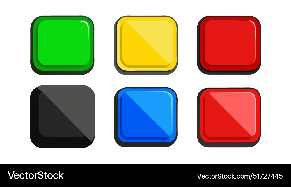 3d color button square and circle glossy colorful 3d color button square and circle glossy colorful Vector Image