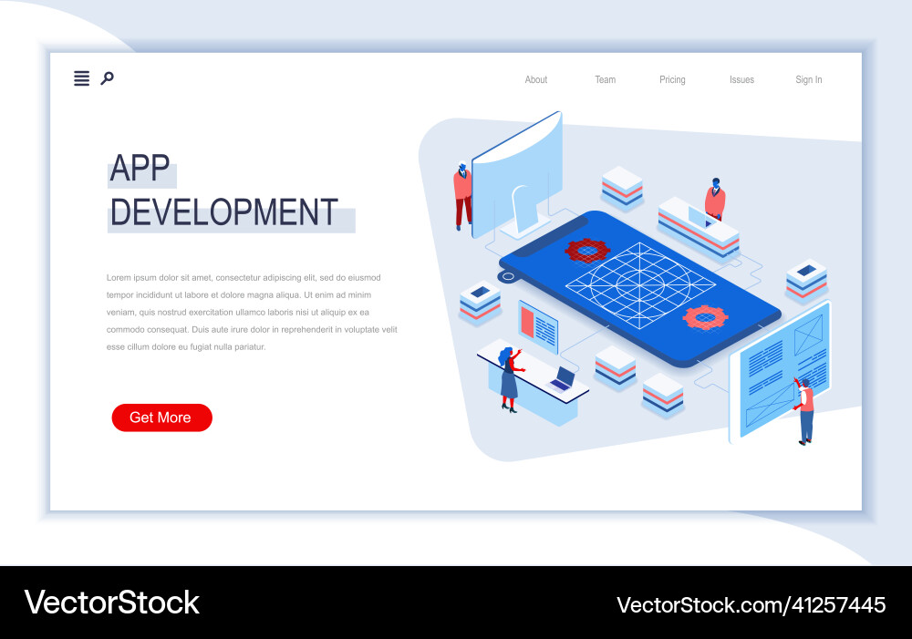 App Development Isometric UI/UX Vector Image