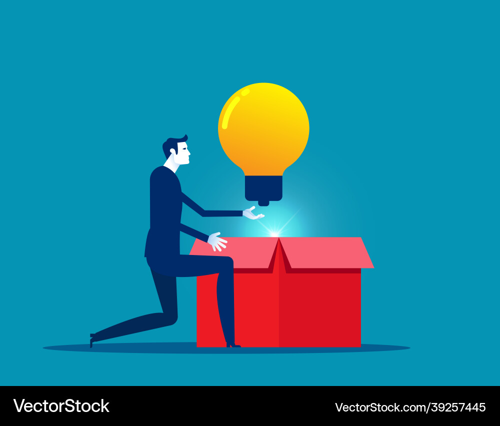 Business of finding and idea open box vector image