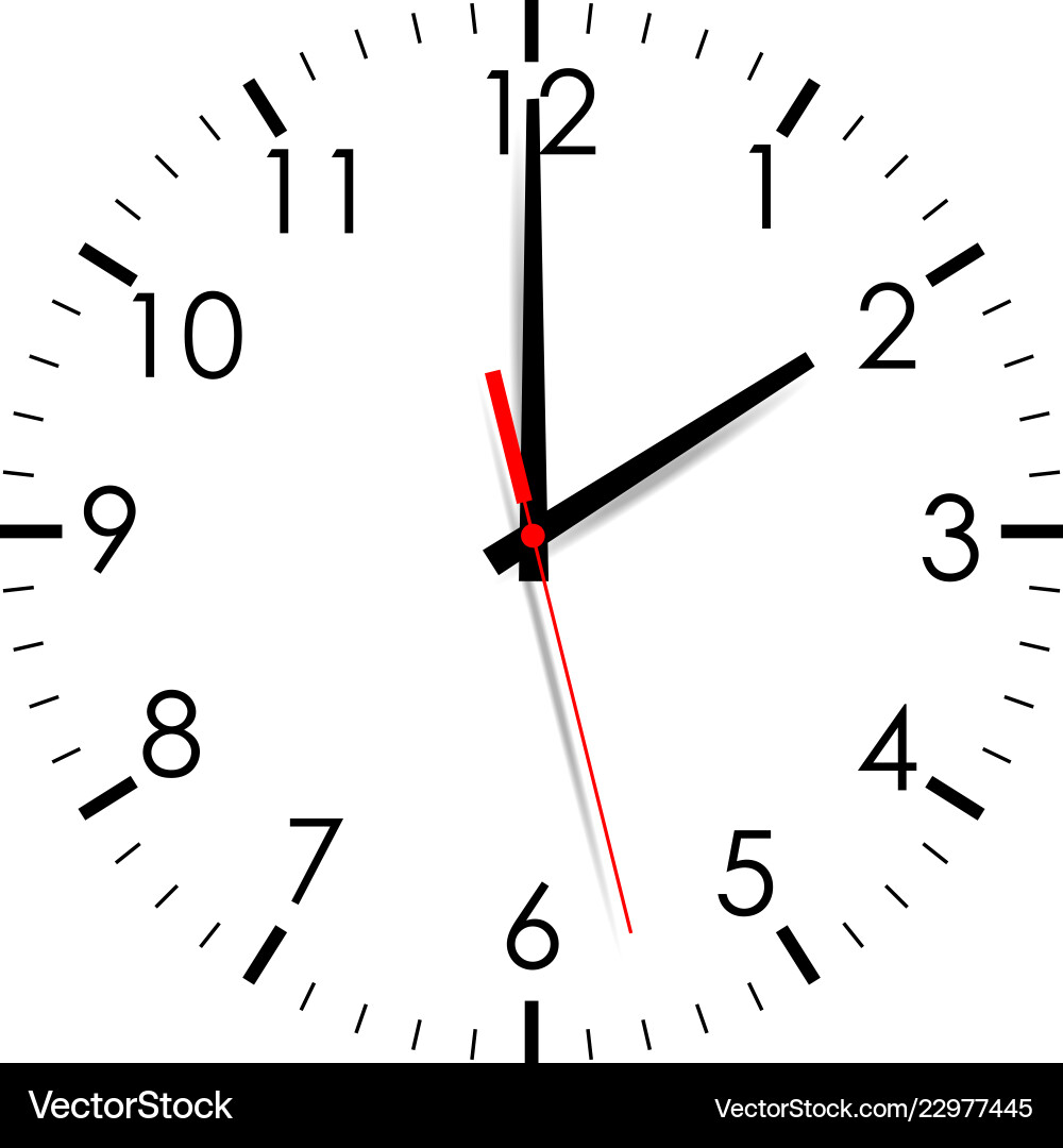 Clock face showing two hours isolated Royalty Free Vector