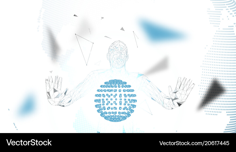 Conceptual abstract man connected lines dots Conceptual abstract man connected lines dots vector image